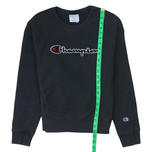 Champion Womens Black Small Reverse Weave Crew Neck Sweatshirt