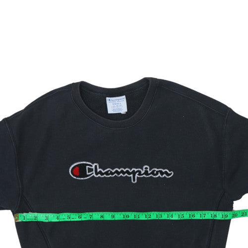 Champion Womens Black Small Reverse Weave Crew Neck Sweatshirt