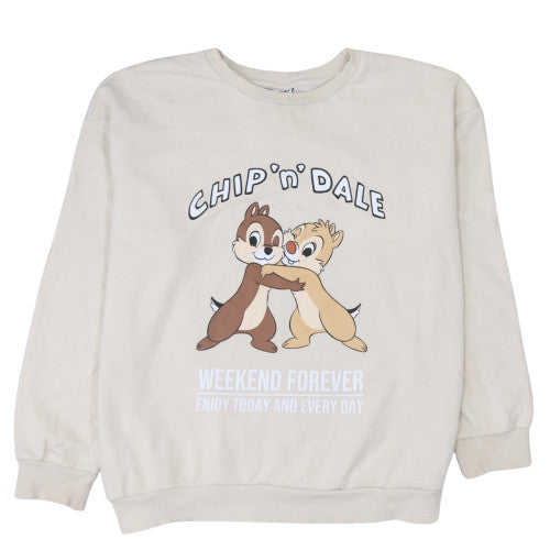 Disney Mickey & Friends Chip 'n' Dale Beige Women's Sweatshirt Size 16-18