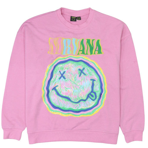 Nirvana Womens Pink Graphic Pullover Sweatshirt Size M 12-14