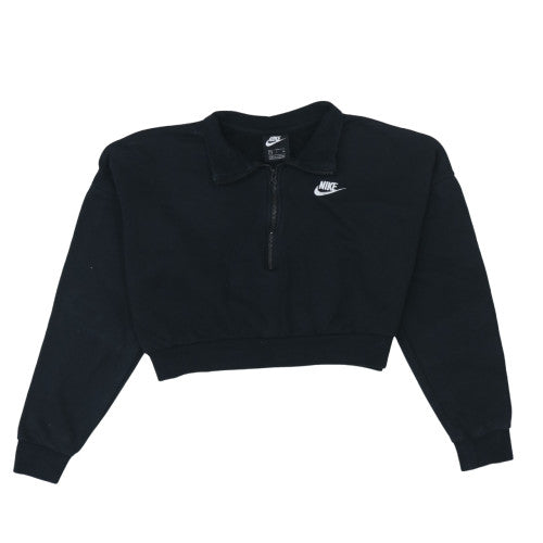 Nike Womens Black Small 1/2 Zip Cropped Sweatshirt