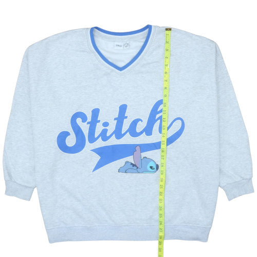 Disney Women’s Grey Stitch Sweatshirt V-Neck Pullover Size M