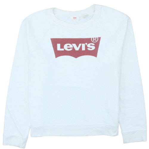Levi's Womens White Logo Crew Neck Pullover Sweatshirt Size L