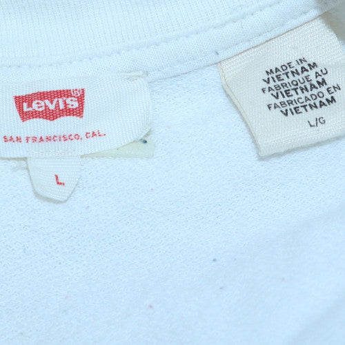 Levi's Womens White Logo Crew Neck Pullover Sweatshirt Size L