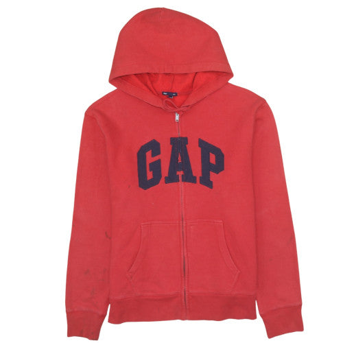 GAP Men's Red Full Zip Hoodie L Fleece Cotton Logo Sweatshirt