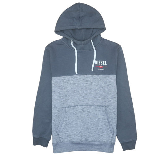 Diesel Men's Grey Pullover Hoodie L Logo Fleece Sweatshirt