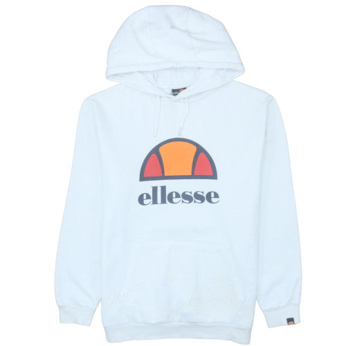 Ellesse Mens White Pullover Hoodie M Logo Fleece Sweatshirt