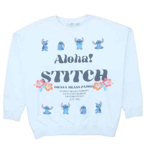 Disney Primark Women White Stitch Sweatshirt M 12/14 Graphic Pullover
