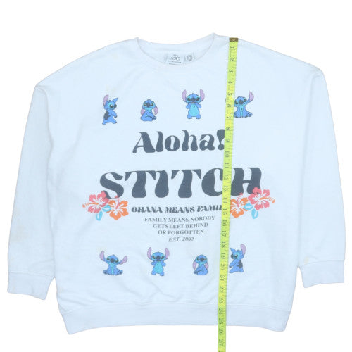 Disney Primark Women White Stitch Sweatshirt M 12/14 Graphic Pullover