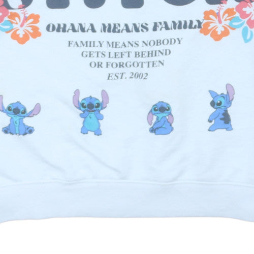 Disney Primark Women White Stitch Sweatshirt M 12/14 Graphic Pullover
