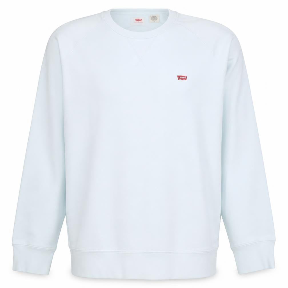 Front view of Levi's Men's White Crew Neck Pullover Sweatshirt, size L
