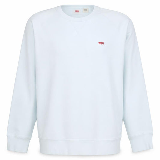 Front view of Levi's Men's White Crew Neck Pullover Sweatshirt, size L