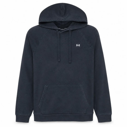 Front view of Under Armour Men's Black Pullover Hoodie L Loose Fit Sportswear