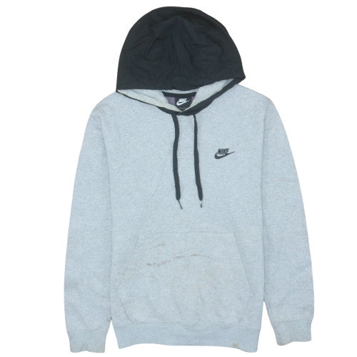 Nike Men's Grey and Black Pullover Hoodie Small with Logo Detail