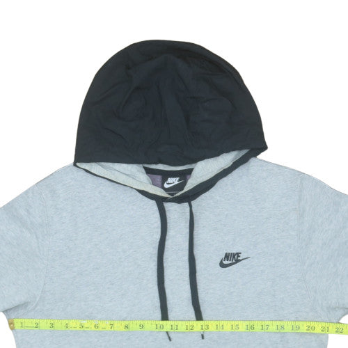 Nike Men's Grey and Black Pullover Hoodie Small with Logo Detail