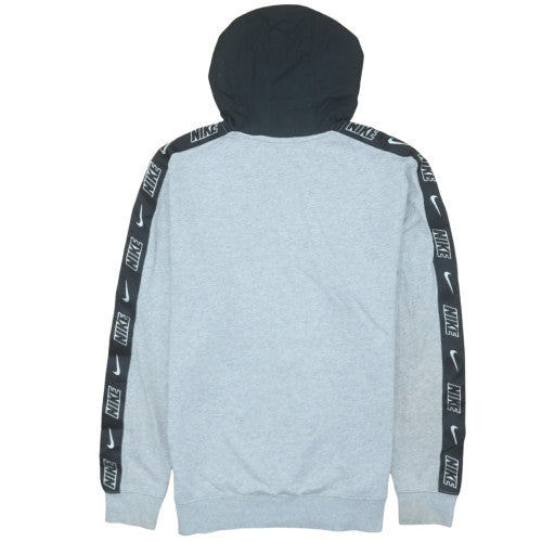Nike Men's Grey and Black Pullover Hoodie Small with Logo Detail