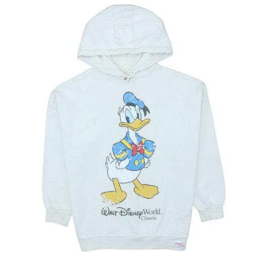 Disney Mickey & Friends Women's White Pullover Hoodie S Donald Duck Classic