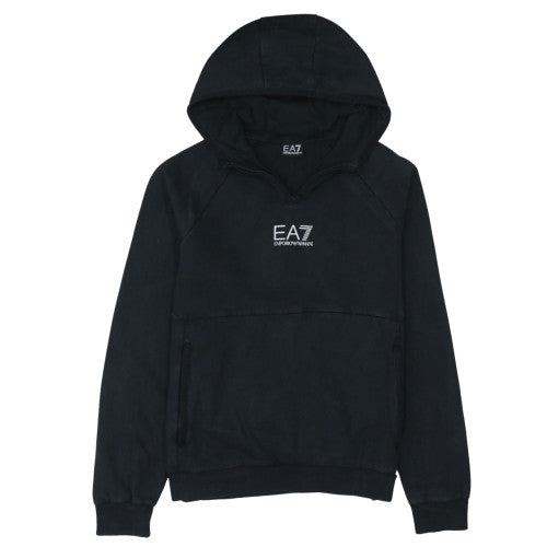 Emporio Armani EA7 Men's Black Pullover Hoodie Size L Fleece Logo