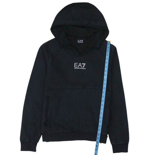 Emporio Armani EA7 Men's Black Pullover Hoodie Size L Fleece Logo