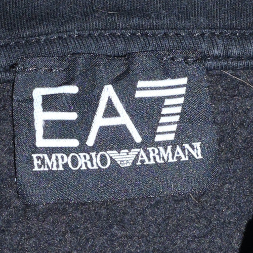 Emporio Armani EA7 Men's Black Pullover Hoodie Size L Fleece Logo