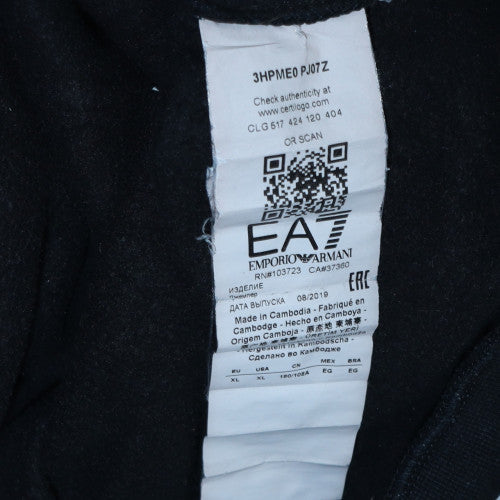 Emporio Armani EA7 Men's Black Pullover Hoodie Size L Fleece Logo