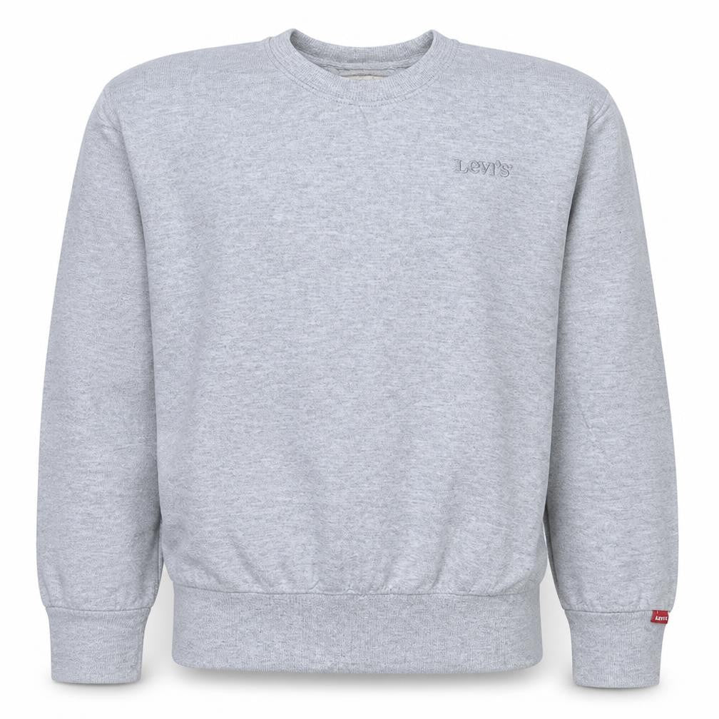 Front view of Levi's boys’ grey 12 years pullover sweatshirt crew neck logo jumper