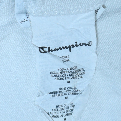 Champion Men's White Medium Pullover Sweatshirt Crew Neck Logo