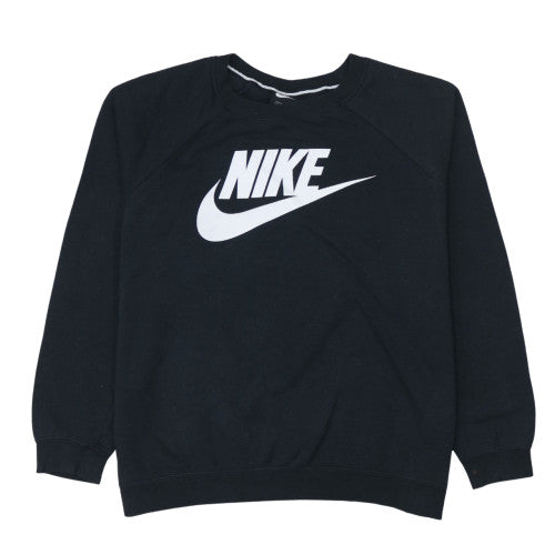 Nike Womens Black Pullover Sweatshirt L Logo Crew Neck Casual