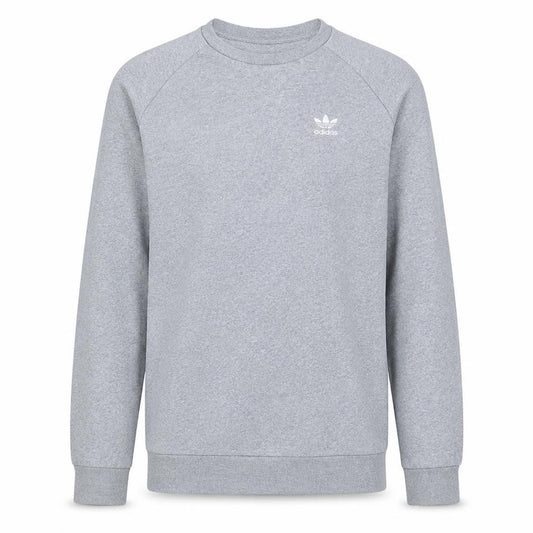 Front view of adidas Men's Grey Crew Neck Pullover Sweatshirt, size S