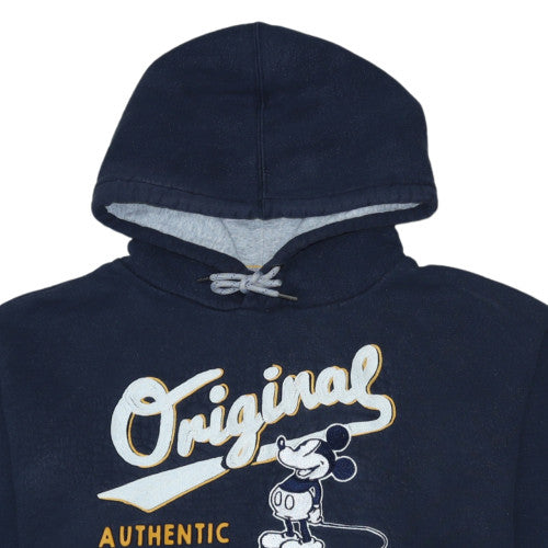 Disney Women Navy Blue Hooded Pullover Sweatshirt XL Mickey Mouse