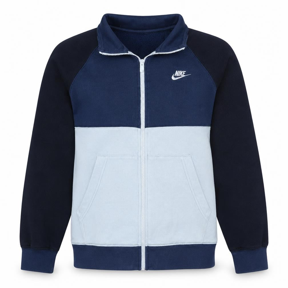 Front view of Nike Men's Blue XS Colourblock Track Jacket Full Zip Fleece