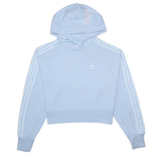Adidas Women Blue Cropped Hoodie UK 8 Fleece Pullover Sweatshirt