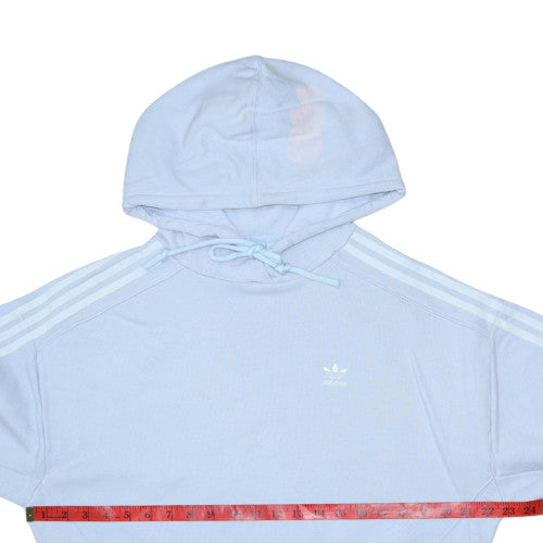 Adidas Women Blue Cropped Hoodie UK 8 Fleece Pullover Sweatshirt