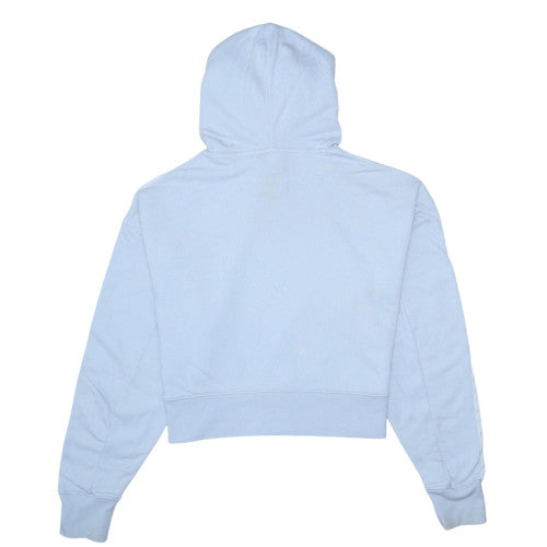 Adidas Women Blue Cropped Hoodie UK 8 Fleece Pullover Sweatshirt