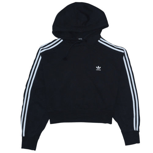 Adidas Womens Black Size 12 Cropped Full Zip Hoodie Sweatshirt