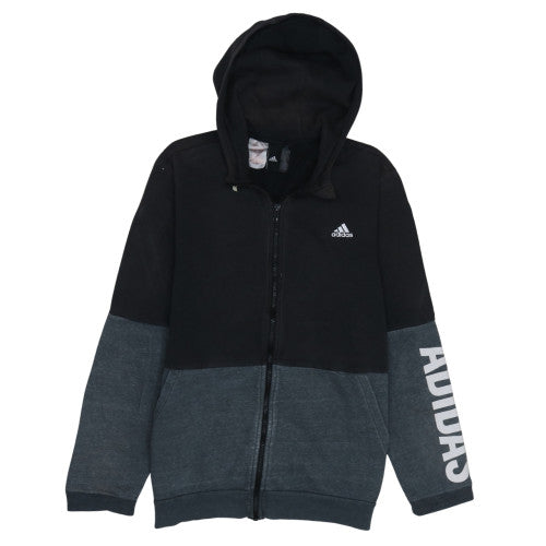 Adidas Boys Black and Grey Full Zip Hoodie - Size 13-14 Years