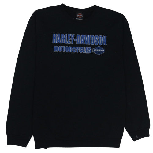 Harley-Davidson Men's Black Pullover Sweatshirt L Embroidered Logo