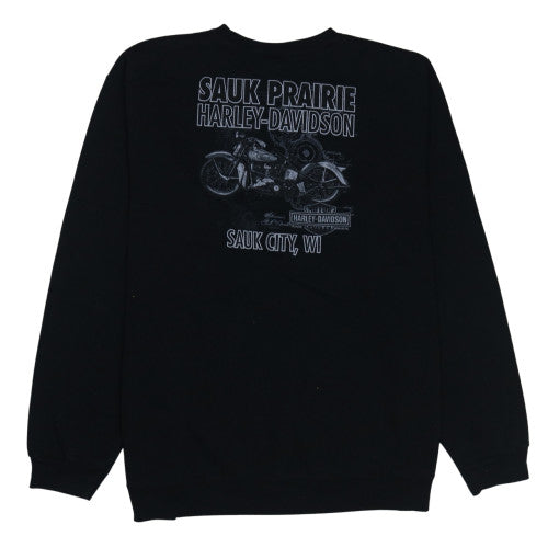 Harley-Davidson Men's Black Pullover Sweatshirt L Embroidered Logo
