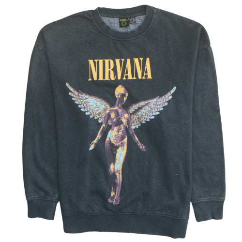 Nirvana Women's Black 2XS Pullover Sweatshirt – Graphic Band Print