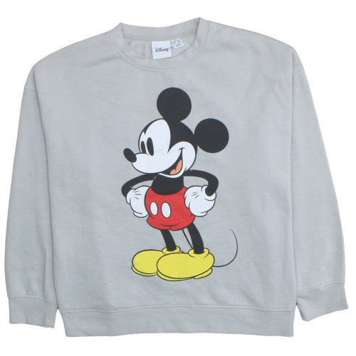 Disney Women Grey Mickey Mouse Pullover Sweatshirt Size L