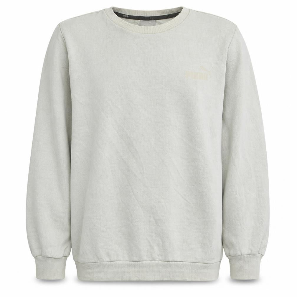 Front view of Puma Men's Beige Small Crew Neck Pullover Fleece Sweatshirt