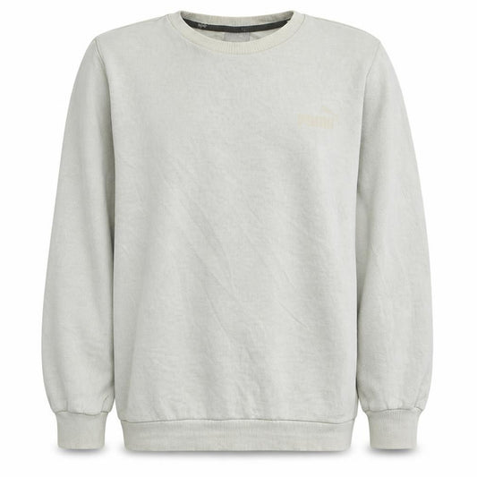 Front view of Puma Men's Beige Small Crew Neck Pullover Fleece Sweatshirt