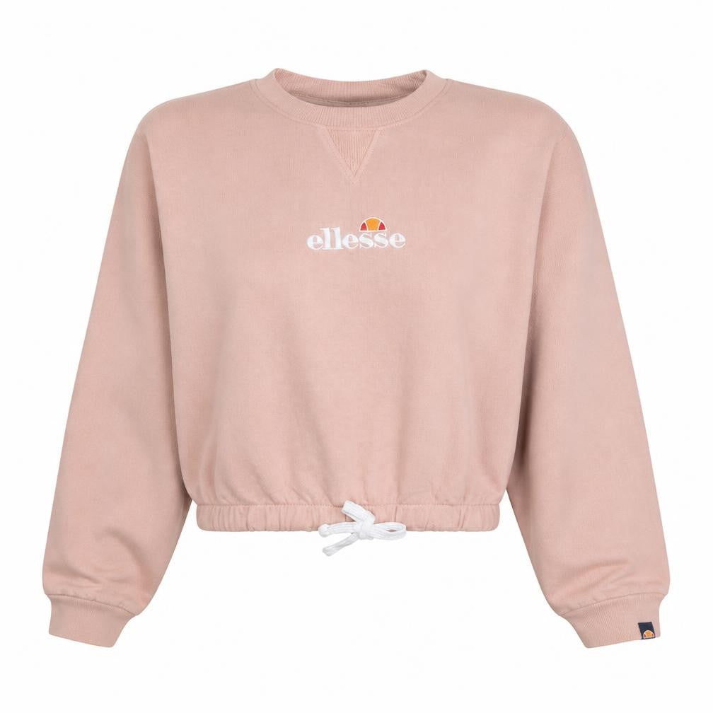 Front view of Ellesse women’s pink crew neck pullover sweatshirt uk 12 drawstring hem