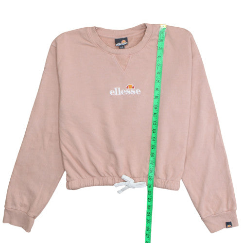 Ellesse Womens Pink Crew Neck Pullover Sweatshirt UK 12 Drawstring Hem