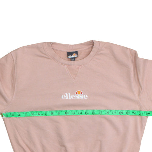Ellesse Womens Pink Crew Neck Pullover Sweatshirt UK 12 Drawstring Hem