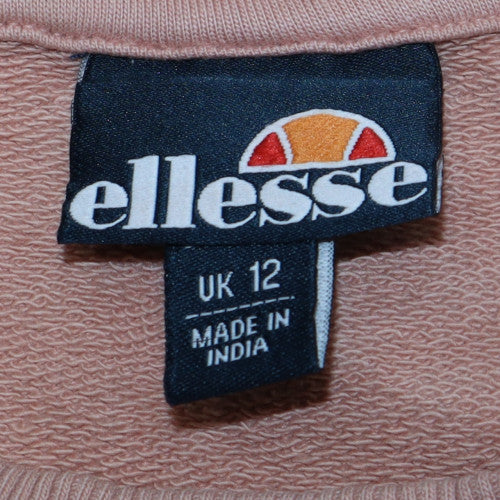 Ellesse Womens Pink Crew Neck Pullover Sweatshirt UK 12 Drawstring Hem