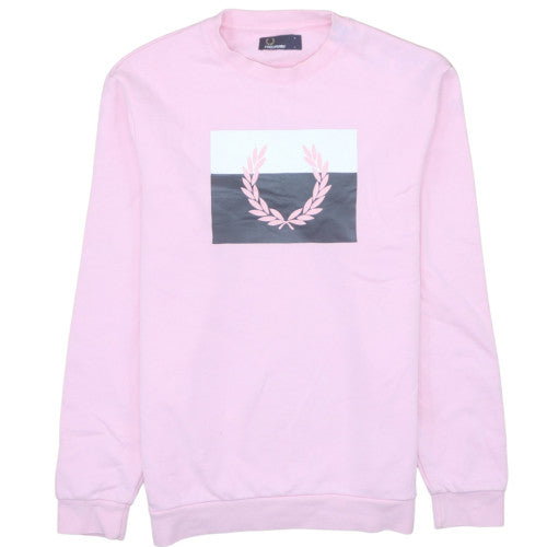Fred Perry Boys Pink Logo Crew Neck Pullover Sweatshirt Size L