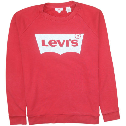Levi's Men's Red Crew Neck Logo Pullover Sweatshirt Size S