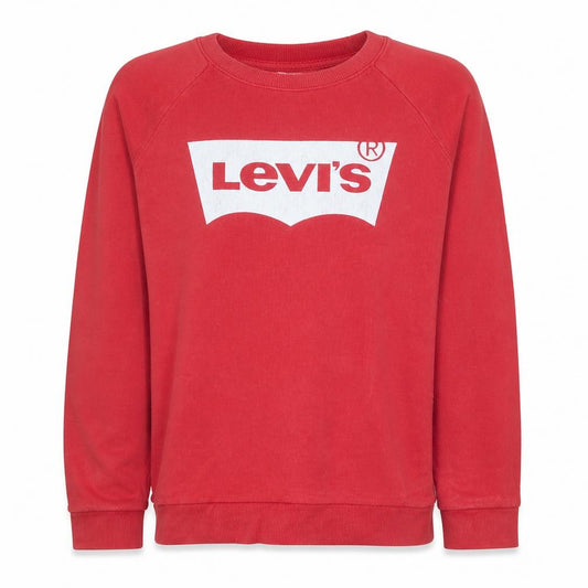 Front view of Levi's Men's Red Crew Neck Logo Pullover Sweatshirt, size S