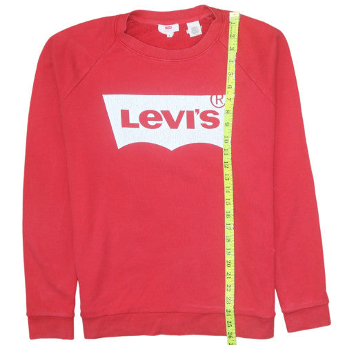 Levi's Men's Red Crew Neck Logo Pullover Sweatshirt Size S